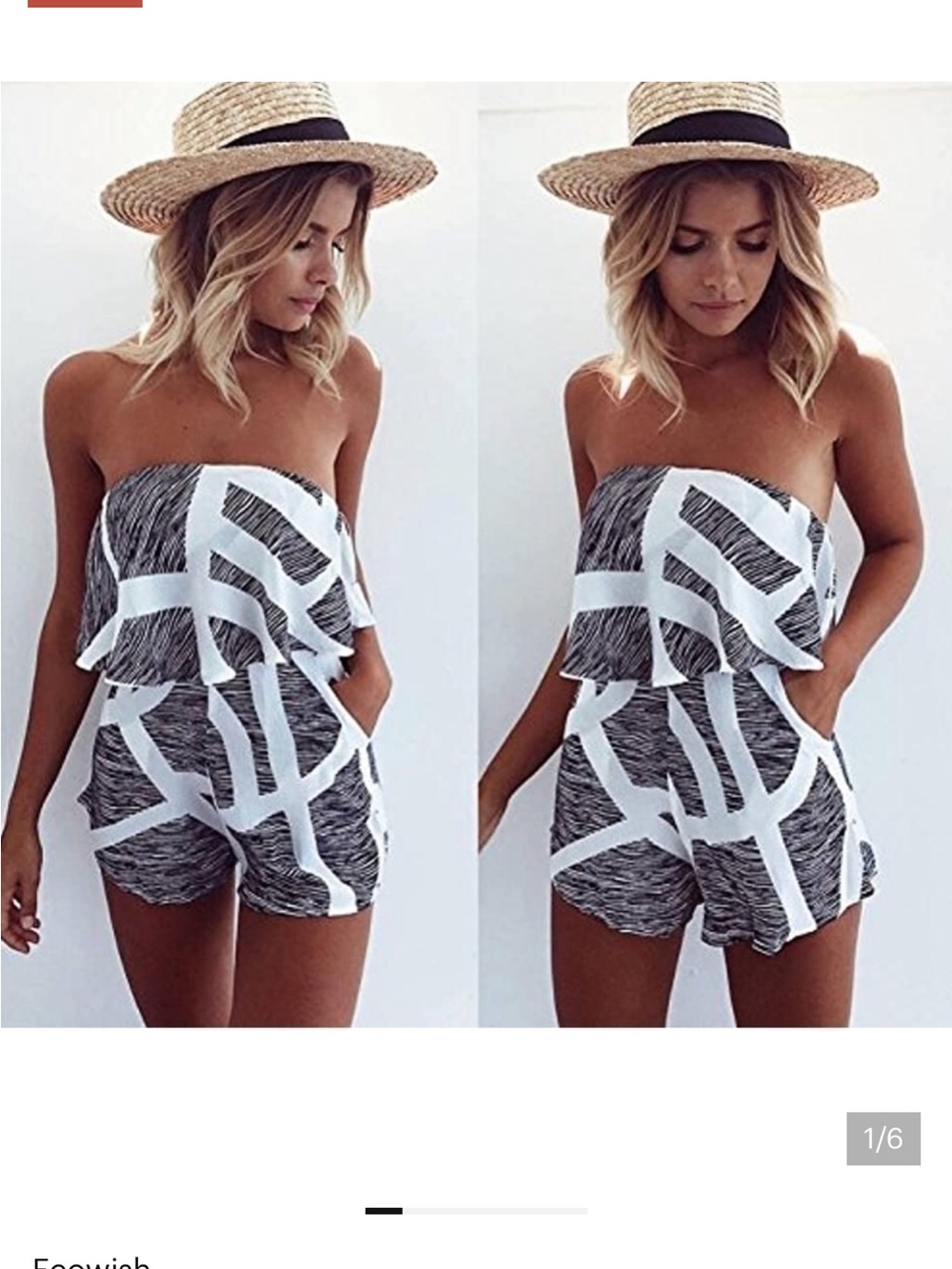 ECOWISH Sleeveless Women's
Strapless Shorts Romper Jumpsuit
- Size Medium NWT